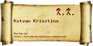 Kotvan Krisztina névjegykártya